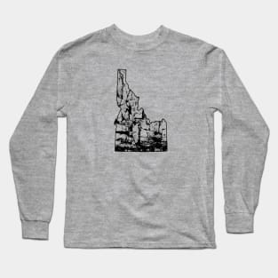 Rock Climbing Idaho Rock Climber State Map Climb Art Long Sleeve T-Shirt